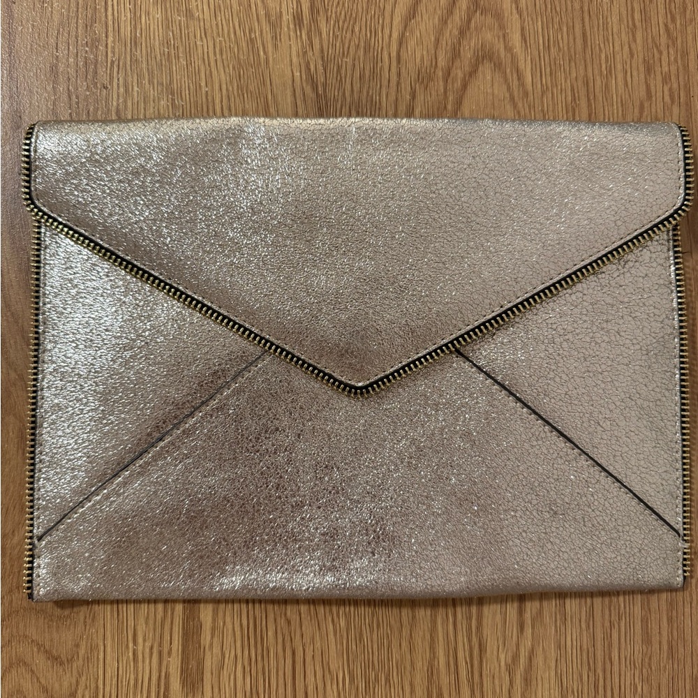 Rebecca Minkoff Leo Envelope Clutch in crushed gold